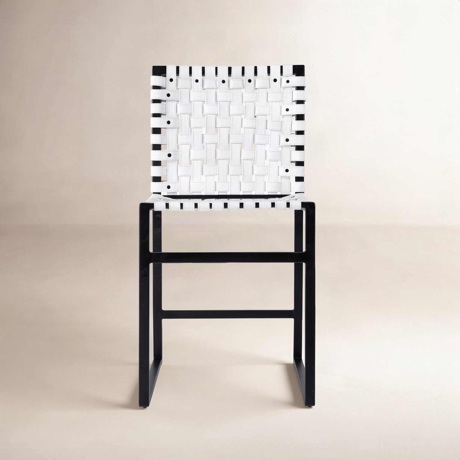 Augusta Genuine Leather Dining Chair, White/Black