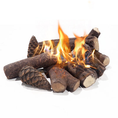 Bûches en céramique Kerrtown pour feu de bioéthanol, bûches décoratives sans fumée à combustion longue, bûches de bois artificielles en forme de pommes de pin