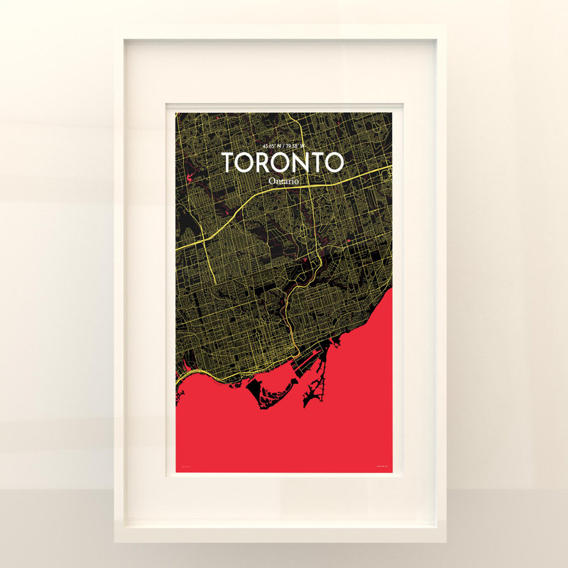 Toronto City Map In Contrast - No Frame Print, 17cm H x 11cm W x 0.05cm D