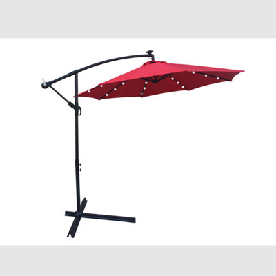 Bonnique 10 Ft Outdoor Patio Umbrella Solar Powered LED Lighted Sun Shade Market Waterproof 8 Ribs Umbrella With Crank And Cross Base For Garden Deck -  Arlmont & Co., 8D898AA3130C4C569C63F9CED4C87ED1