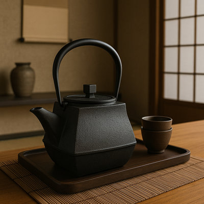 Knollview 1.47 Qt. Kyusu Cast Iron Teapot Japanese Tetsubin with Removable Stainless Steel Infuser Basket  for Loose Leaf or Tea Bags
