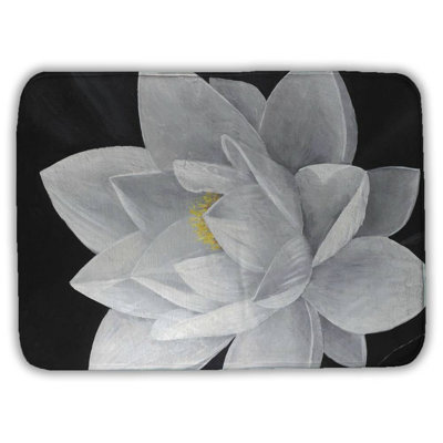 Overhead view of a lotus flower Bath Mat with Non-Slip Backing - Quick Dry Memory Foam Bathroom Rug - Absorbent - Modern Plush Spa-Style - Machine Washable