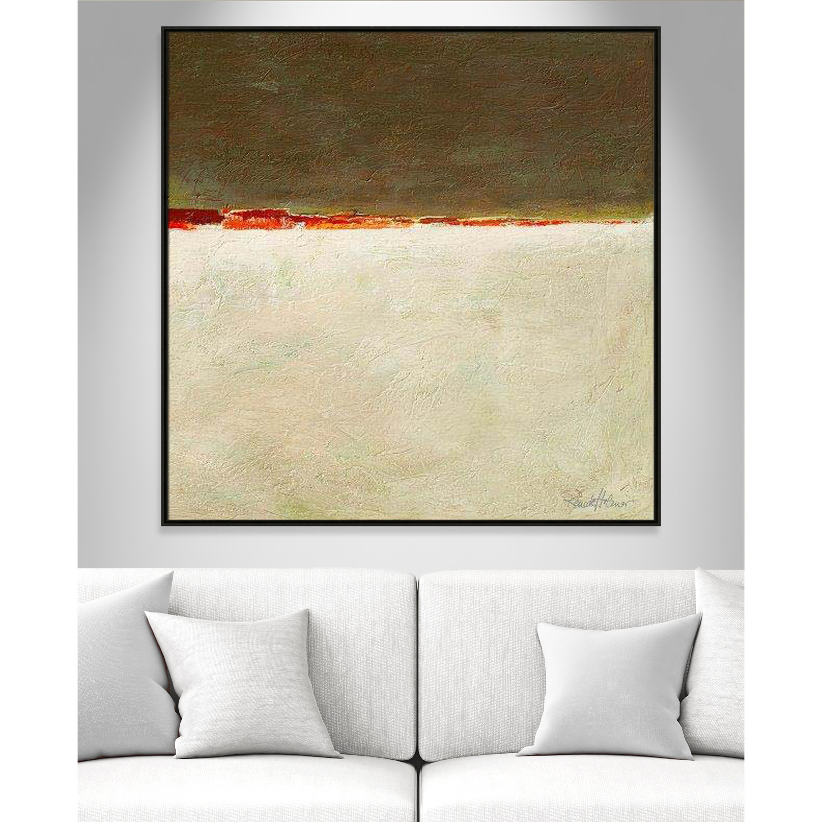 Casa Fine Arts "Orange Horizon I" Print, Espresso Framed, 46.5'' H x 46.5'' W x 2'' D