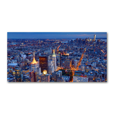 Manhattan By Night - Wrapped Canvas Print