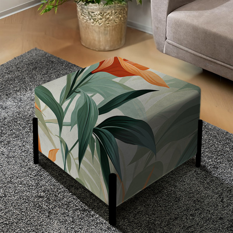 Motif tropical de mirage vert et orange en bambou - repose-pieds carré tropical