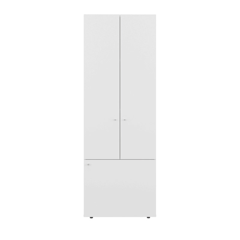 Armoire H 66,9 po, 3 portes, 3 tablettes, chambre à coucher, Blanc