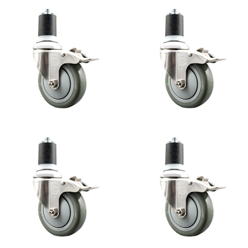 Jeu de roulettes extensibles en poly, gris, H 4 po x l 4 po
