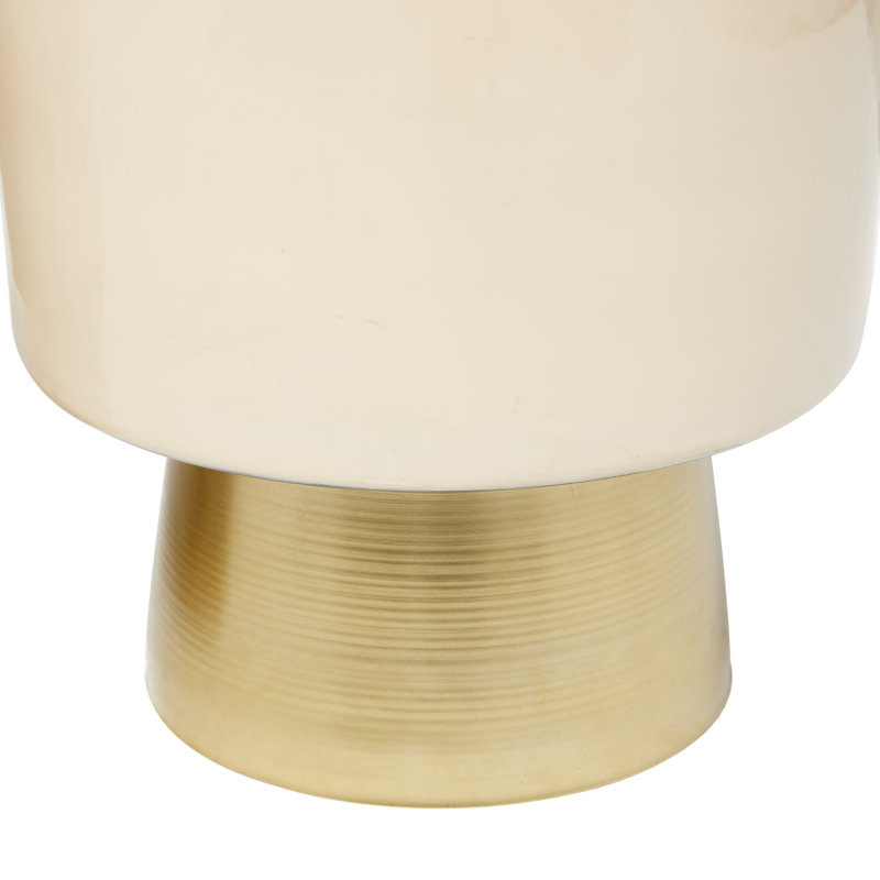 Badiu 3 Piece Metal Indoor Outdoor Planter with Gold Base Set, Cream