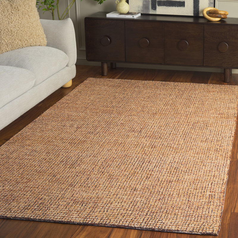 Pine 704 Hand Tufted Wool/Cotton/Latex No Pattern Rug in Natural/Gold, Rectangle 5' x 8'
