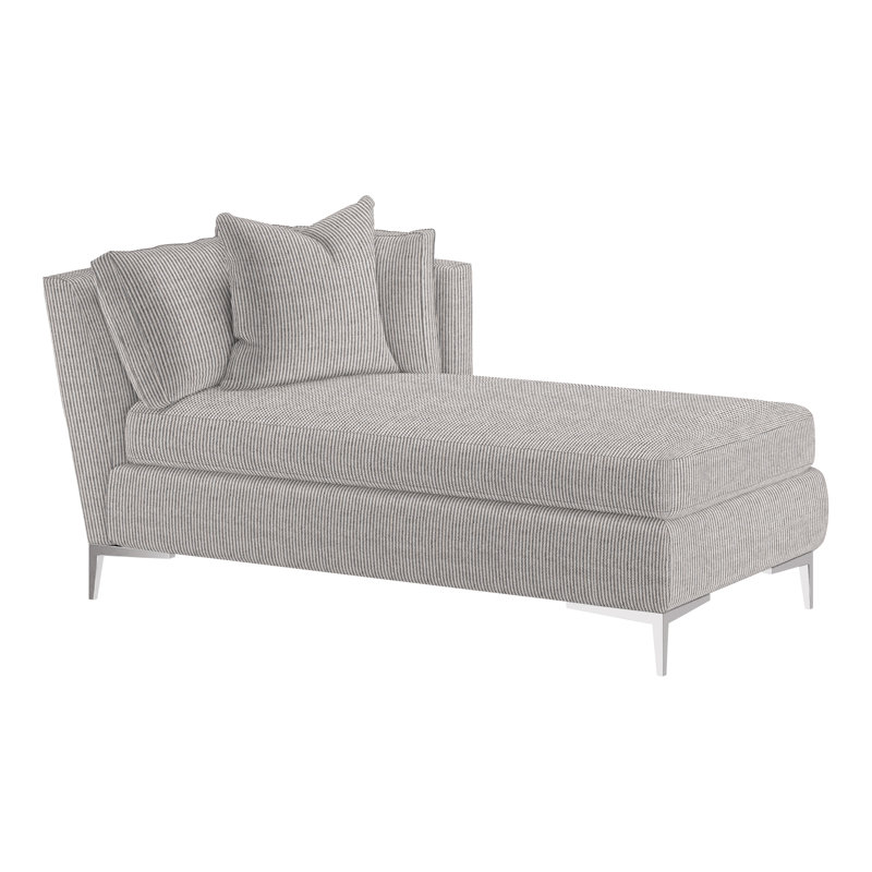 Aiden Chaise Lounge, Right Hand Facing, Polished Stainless, Perigold Youngman Ebony