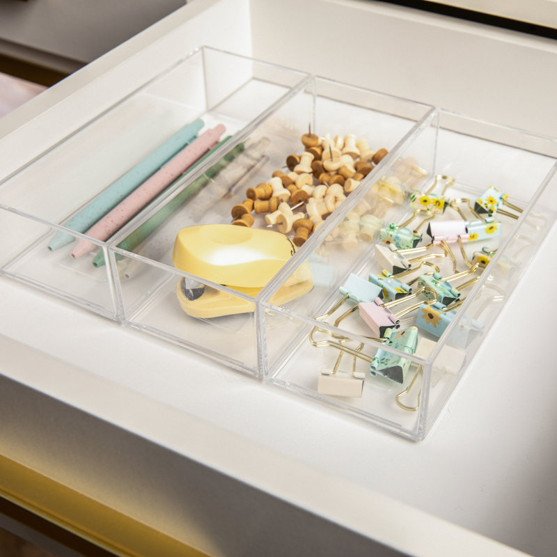 Thomas Martha Stewart Stack and Slide Plastic Tray Office Desktop Organizer, 2" H x 3" W x 7.5" D