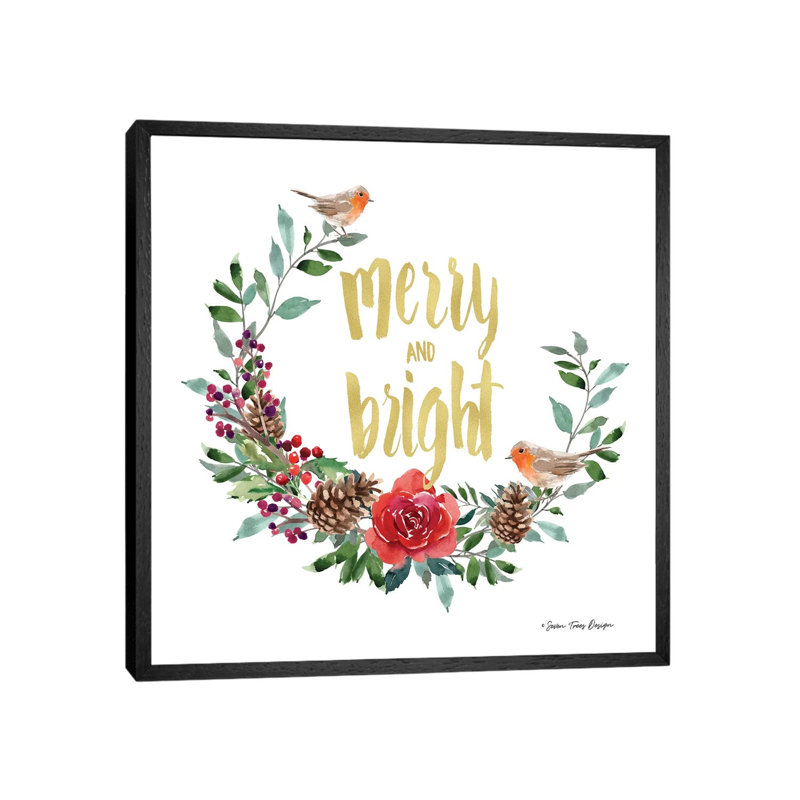Merry And Bright Robin Wreath by Seven Trees Design - Gallery-Wrapped Canvas Giclée on Canvas, 45.72 cm H x 45.72 cm W