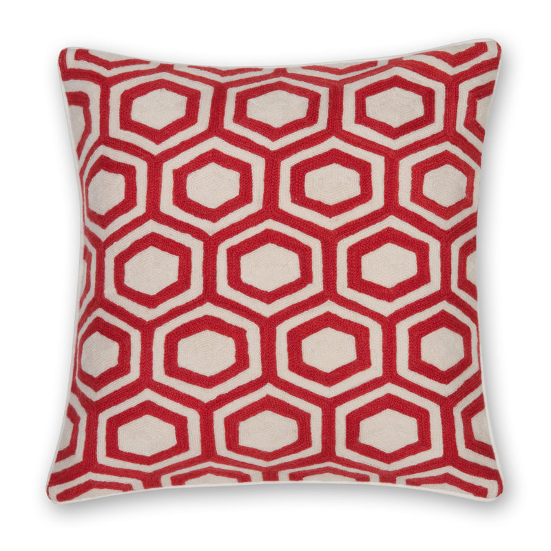Housse de coussin en duvet et plumes Hexagon, Corail