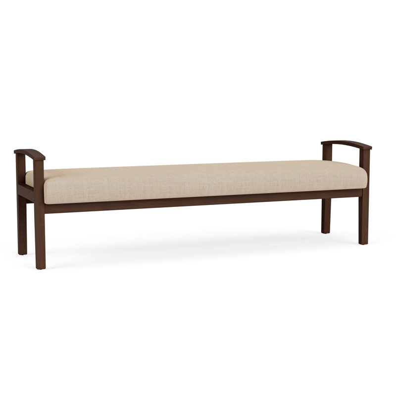 Banc en bois massif Amherst, Noyer Riftwood, Chambray calcaire