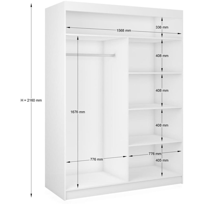 Ashantia 2 Door Sliding Wardrobe, Light Brown