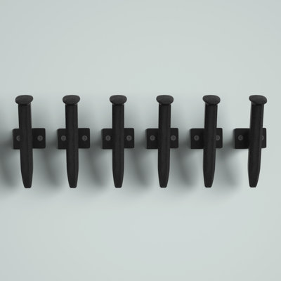 Kleinatland 6 Piece Industrial Railway Nail Head Wall Hook Set