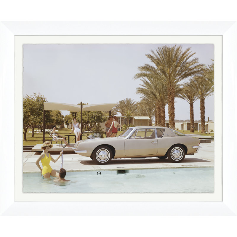 Friends Having Fun Near Pool Giclee Print, White, 37.5" H x 45.25" W x 1.25" D, White