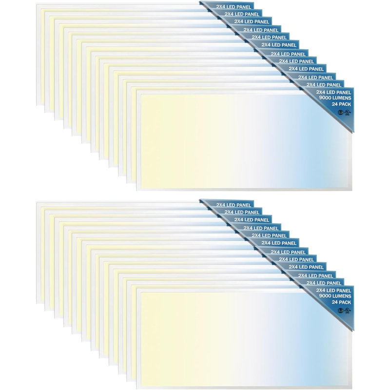 Ensemble de 24 plafonniers rectangulaires à intensité variable, 24
