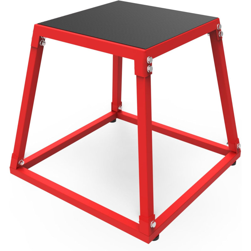 Aptliton 18" Plyometric Jump Box, Steel Non-Slip Platform for Crossfit Training, Red