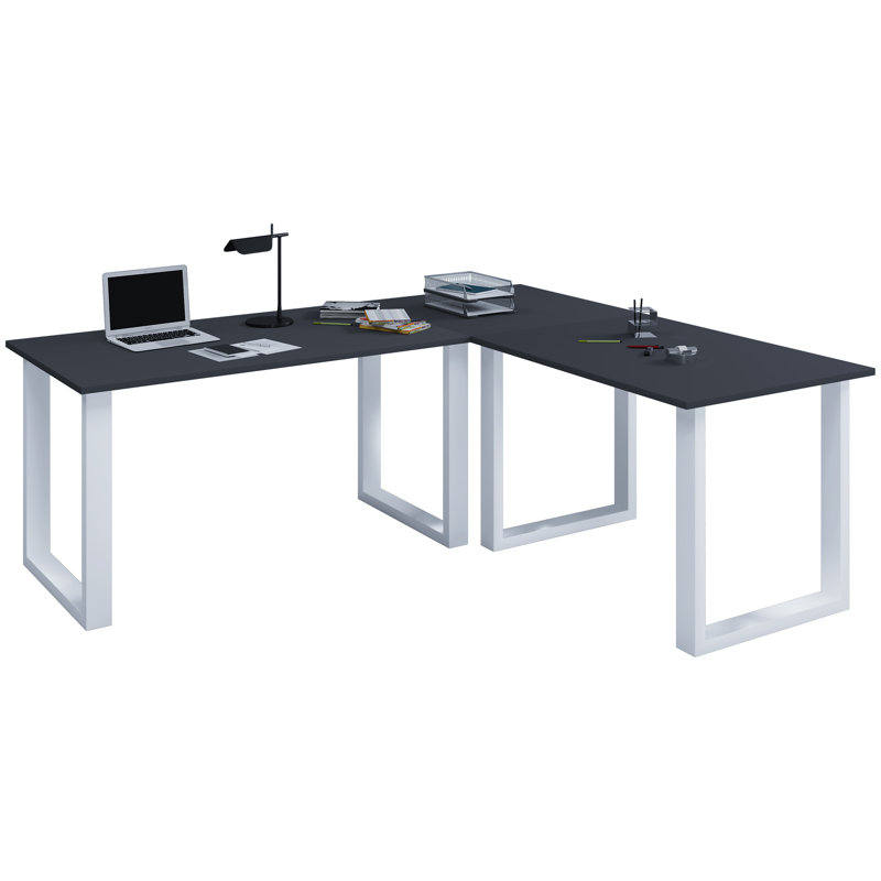 Rickesha Metal Base Writing Desk, Black/White, 76cm H x 190cm W x 50cm D