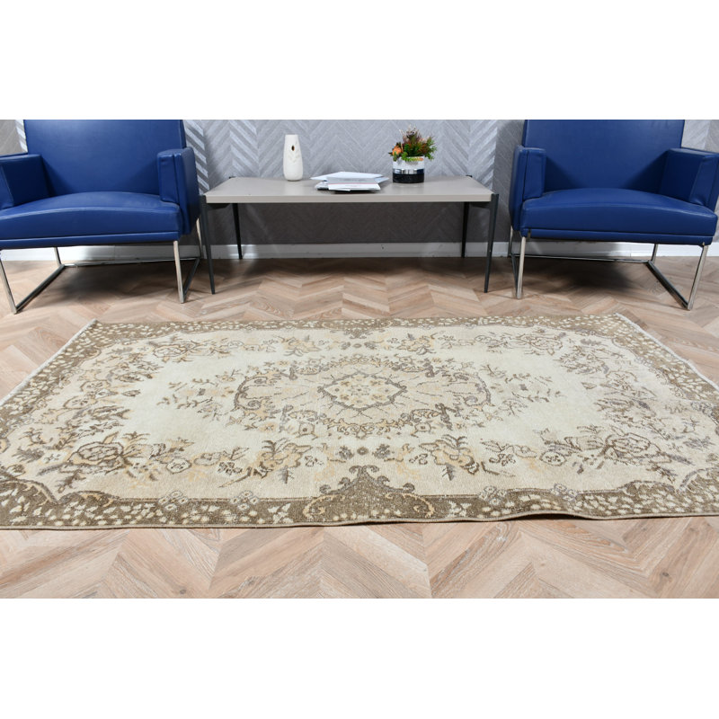 Tapis turc rétro Oushak rétro idéal pour la décoration de chambre à coucher avec un design oriental antique