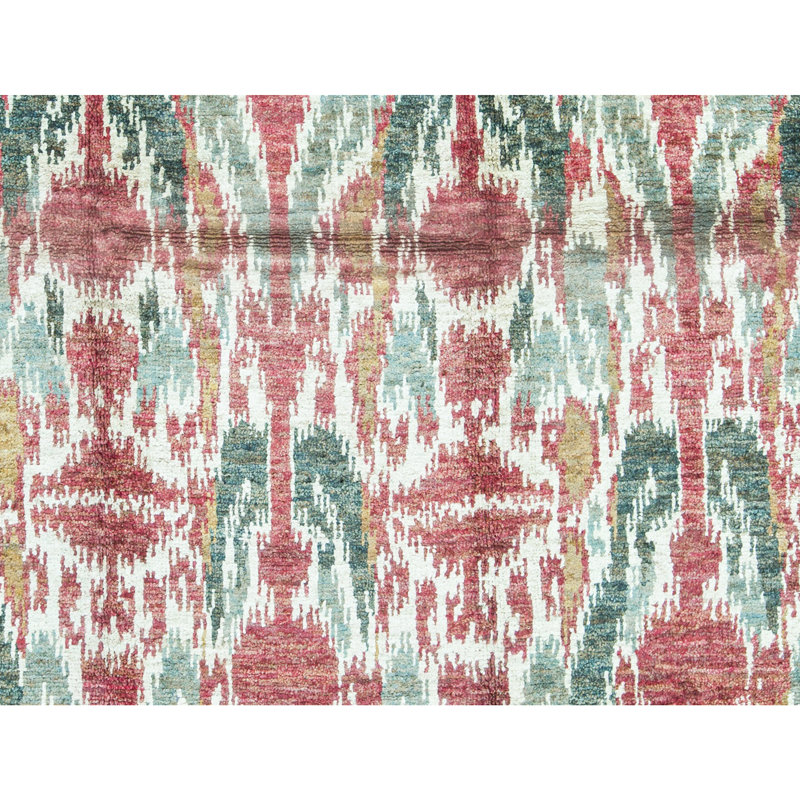 Tapis rouge et vert noué à la main de haute qualité