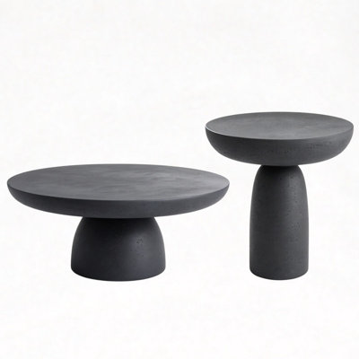 Ensemble de tables basses 31,5 po MgO Cement Mushroom et 17,7 po