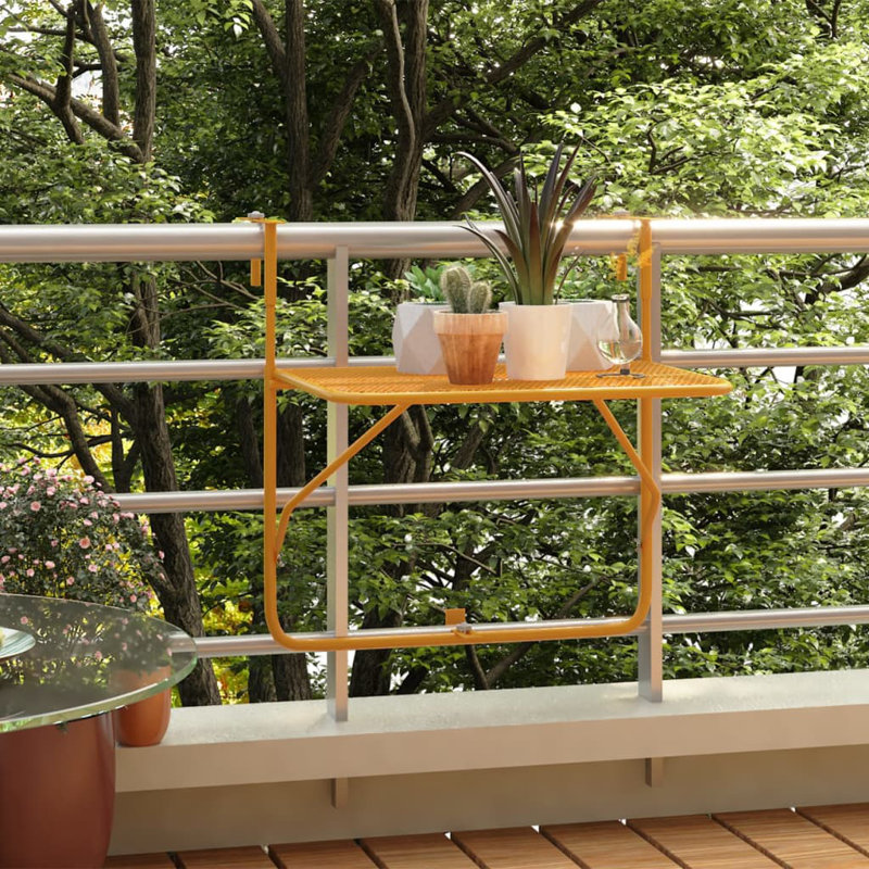 Pennock Rectangular Metal Outdoor Balcony Table , 60cm cm W 40cm cm D, Yellow