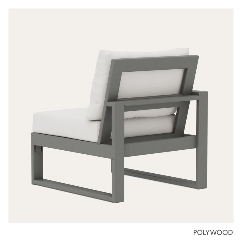 POLYWOOD Outdoor Lounge Chair, Natural Linen, Slate Gray