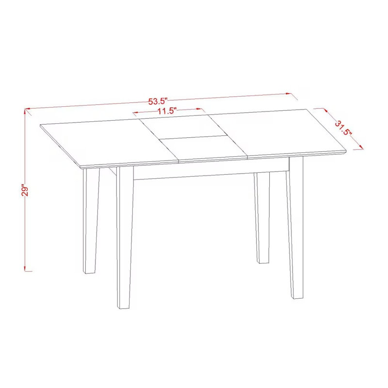 Ensemble de table de salle à manger 5 pièces comprenant une table rectangulaire en bois avec papillon et 4 chaises de cuisine, 32 x 54 pouces, acajou
