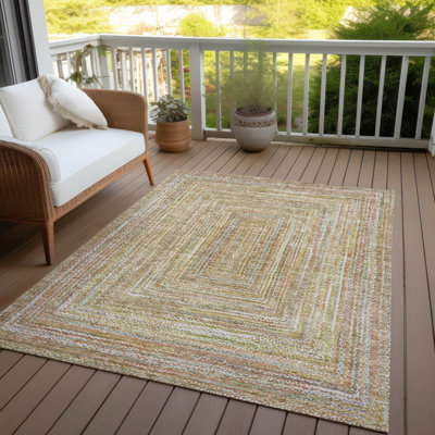 Machine Washable Indoor/Outdoor Xhevrie Tan Rug