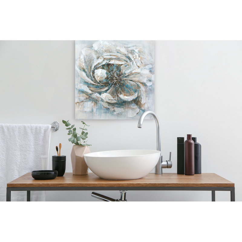 Fleur - peinture sur toile tendue, H 20 po x l 20 po x P 1,5 po