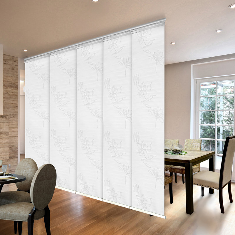 Lotus 5-Panel Single Rail Panel Track Extendable 58"-110"W x 94"H, Panel width 23.5", White
