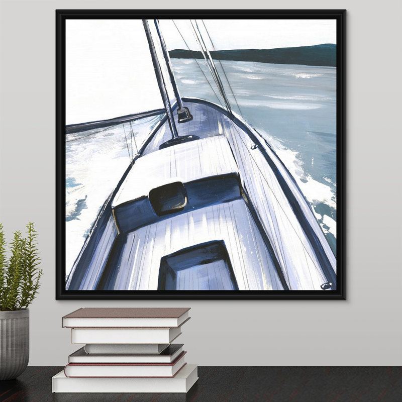 « sea faring life xvii », peinture sur toile, Cadre flottant noir, H 17,7 po x l 17,7 po x p 1,75 po