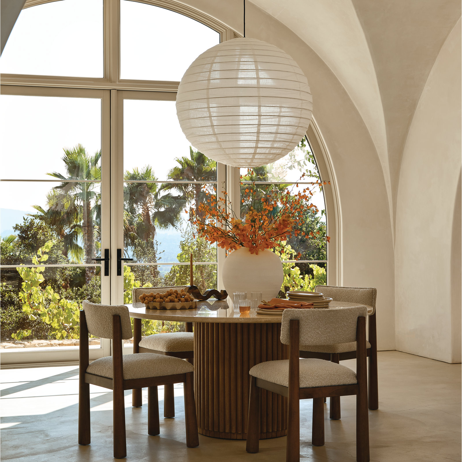 Mira Dining Chair, Cherry Frame/White Upholstery