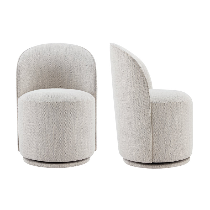 Sharlene Swivel Upholstered Side Chairs, Prestige Ivory Basketweave