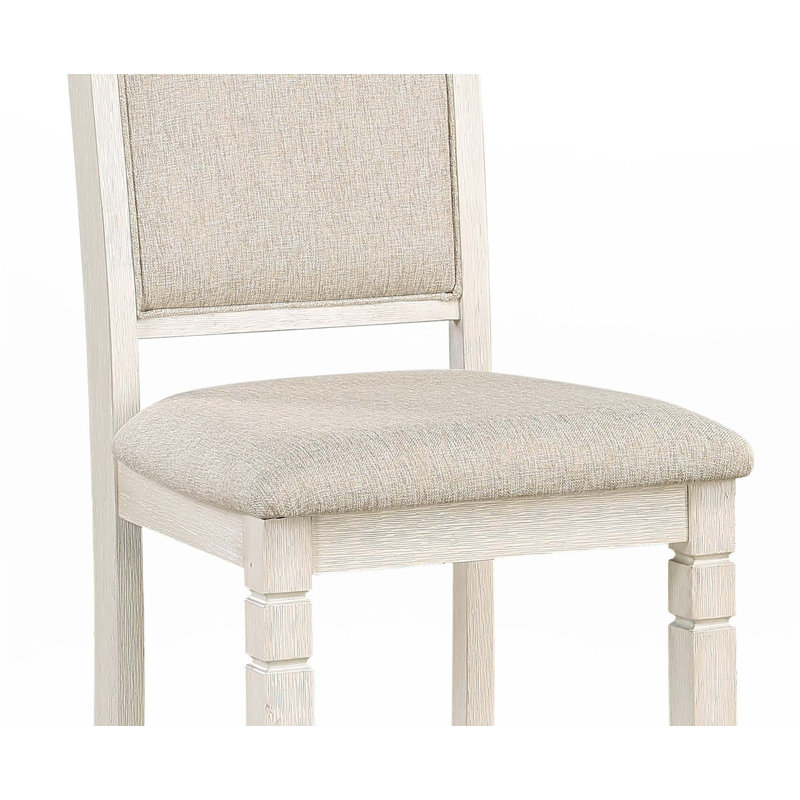 Ensemble de 2 chaises en bois, Blanc antique, Blanc antique