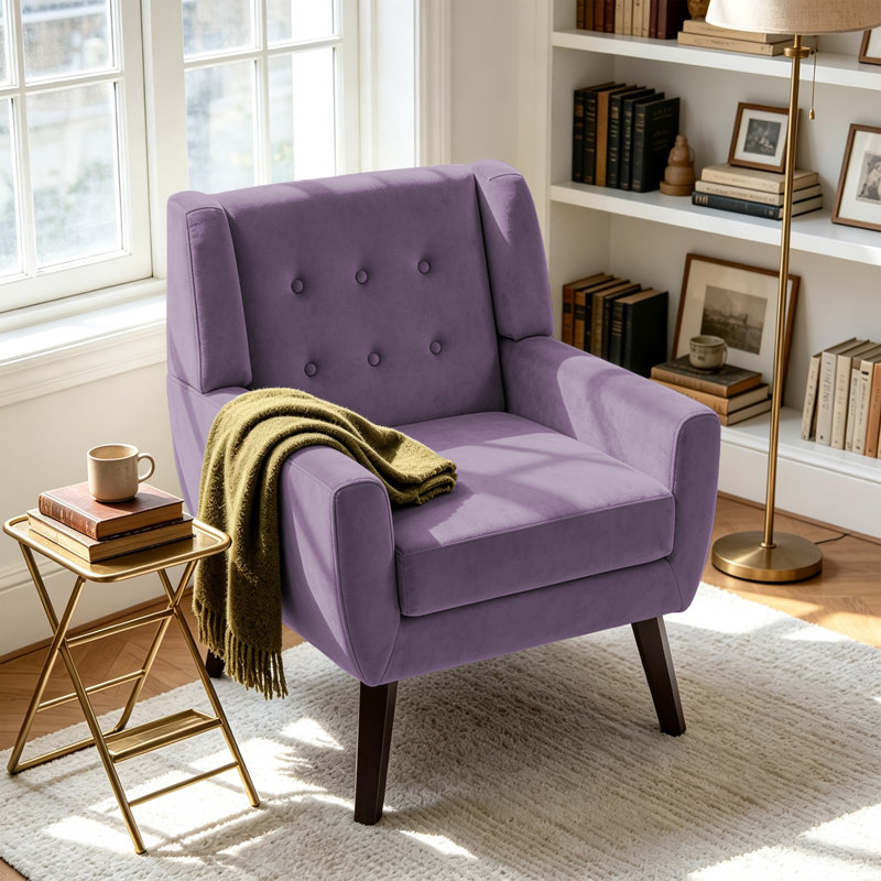 Fauteuil Jaqueze, Velours mauve performance