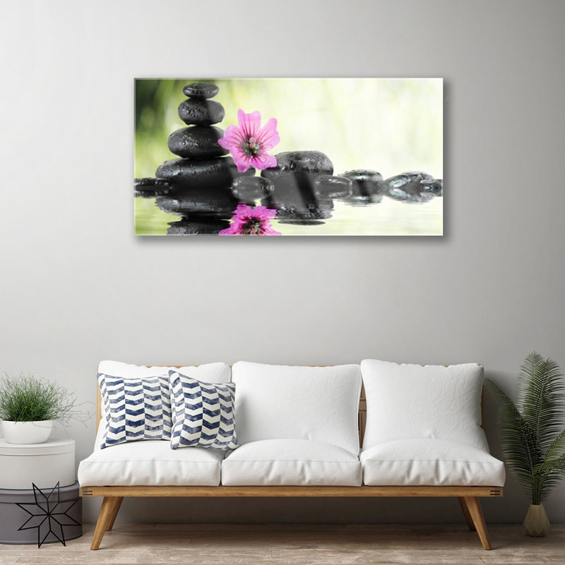 Flower Stones Art - No Frame Print on Glass
