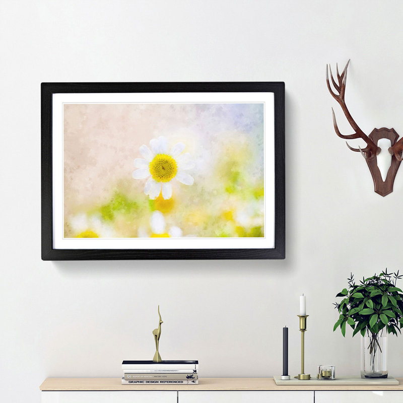 Daisy Flower View - Picture Frame Painting Print, 62cm H x 87cm W x 2cm D, Black Framed