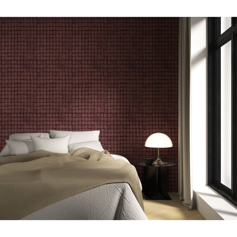 Weathered Mosaic - Wallpaper by Norman Wyatt Home, Burgundy, Premium Paper, Non-Pasted