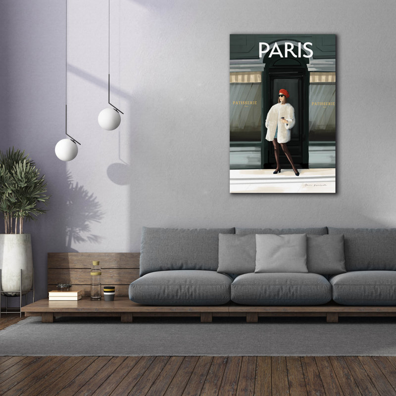Toile épique Graffiti «Girl In Paris 2» par Omar Escalante, 40 po x 60 po