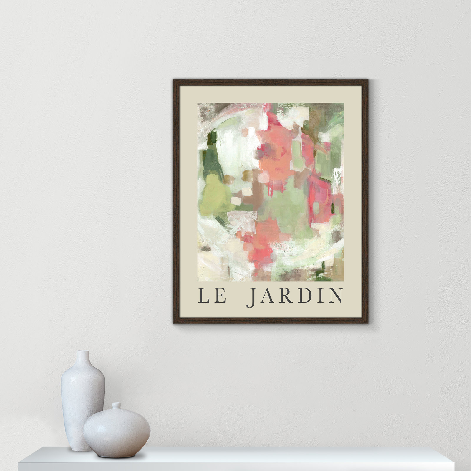 Riya "Le Jardin" Print by Carol Robinson, Walnut Single Picture Frame, No, 29.5" H x 23.5" W x 0.75" D