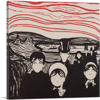 Anxiété, noir et rouge par Edvard Munch - impression sur toile tendue