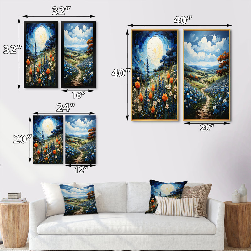 Blue Bonnets Texan Blues - ensemble de 2 reproductions, Toile tendue, H 40 po x l 40 po