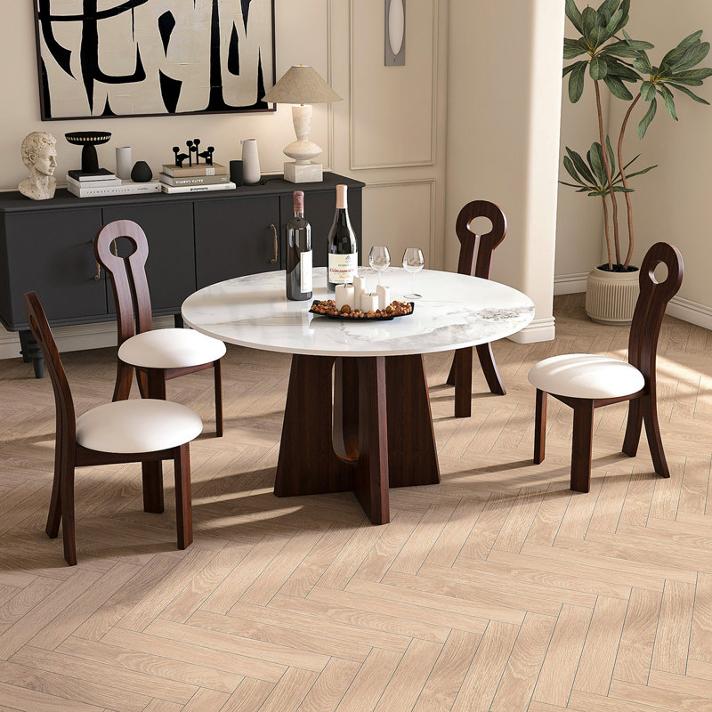 Table de salle à manger Modern Modern, H 30 po x l 53 po x P 53 po, 5 pièces: table, 4 chaises