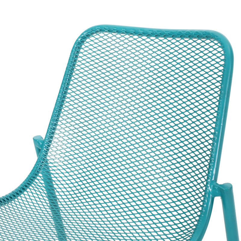 Chaise empilable d'extérieur, assise en maille, 66 x 56,5 x 66 cm, couleur turquoise, style moderne, résistante aux intempéries, 66 x 56,5 x 66 cm