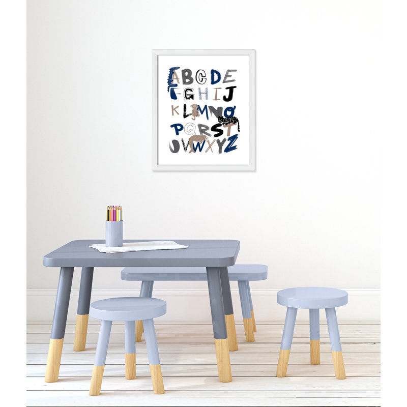Critter Alphabet 1, impression sur papier, H 24,5 po x l 20,5 po x P 0,6 po, Encadré plat blanc