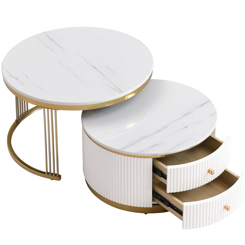 Table basse gigogne 2 tiroirs Sleek Sophistication