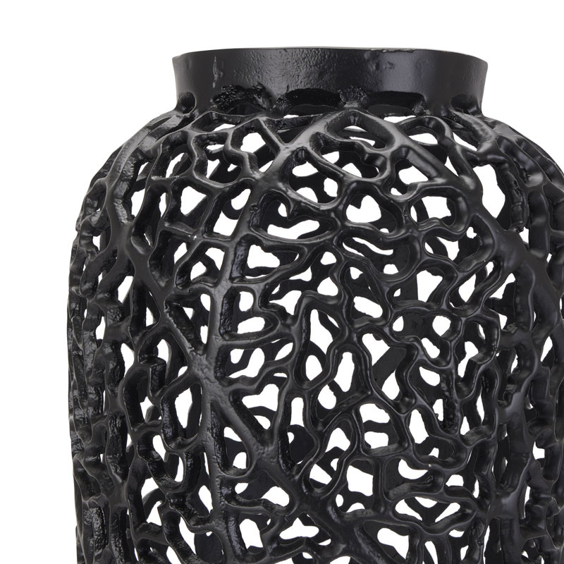 Black Cast Lattice Large Vase, 68cm H x 27cm W x 27cm D